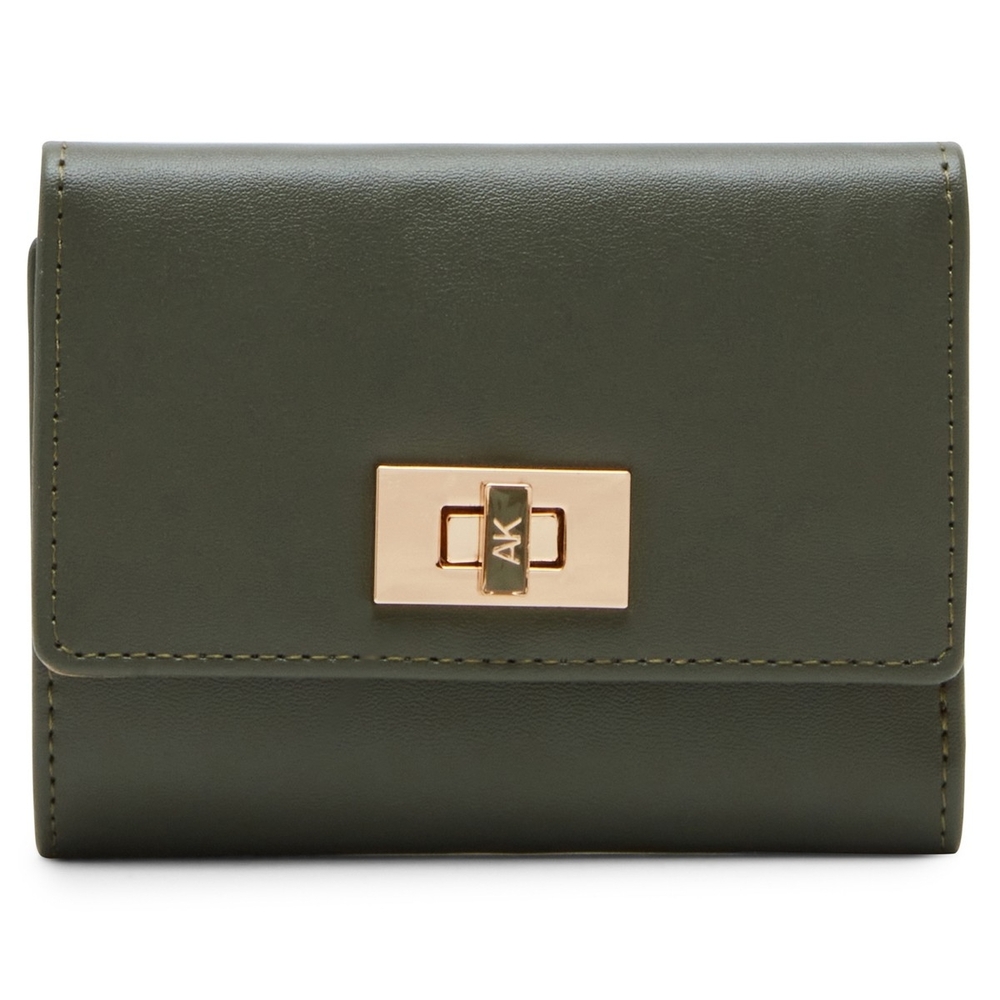 Anne Klein Women's Flap with Enamel Turn Lock Wallet - Green